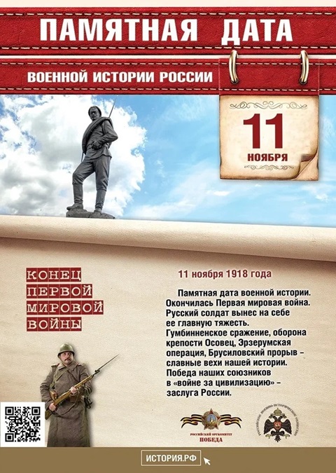 11 ноября – памятная дата военной истории